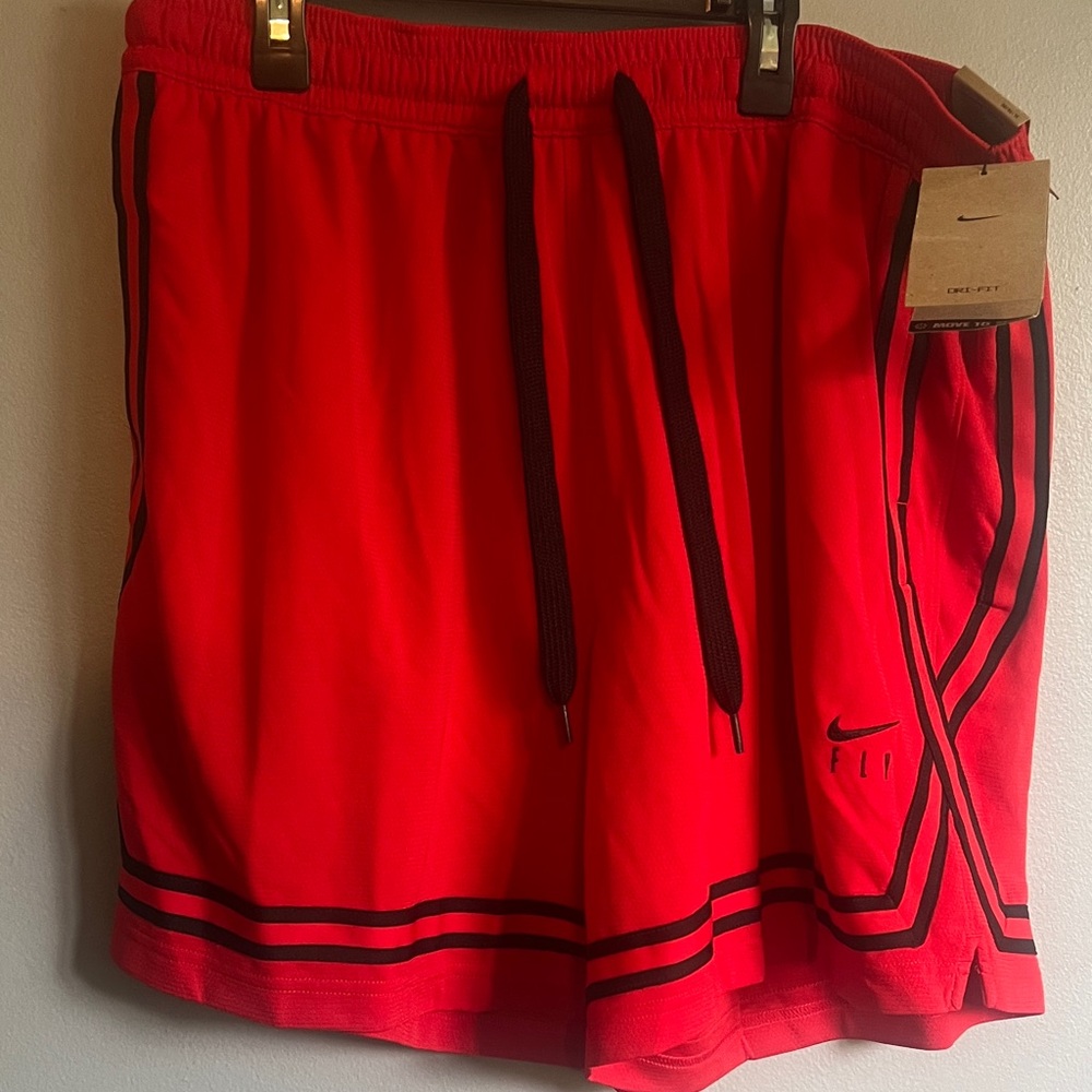 Nike  women’s Red Athletic Dri-FIT Shorts with Black Trim